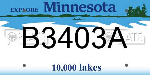 B3403A Minnesota License Plate