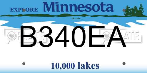 B340EA Minnesota License Plate