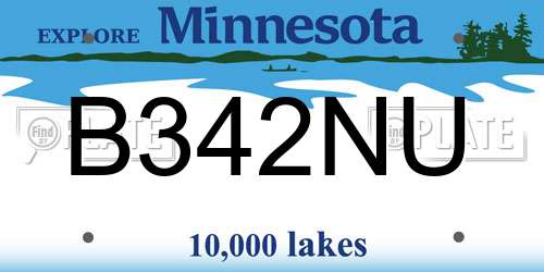 B342NU Minnesota License Plate