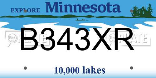 B343XR Minnesota License Plate