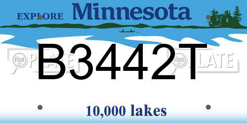 B3442T Minnesota License Plate