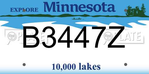B3447Z Minnesota License Plate