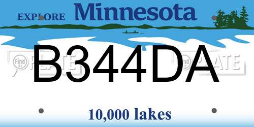 B344DA Minnesota License Plate