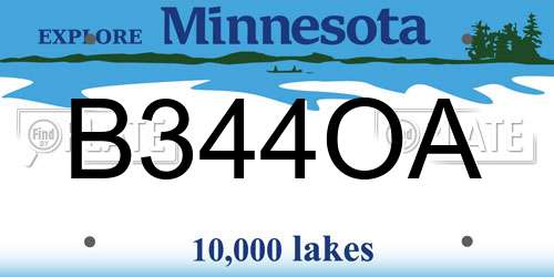B344OA Minnesota License Plate