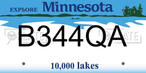B344QA Minnesota License Plate