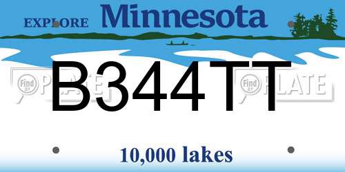 B344TT Minnesota License Plate