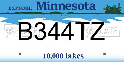 B344TZ Minnesota License Plate