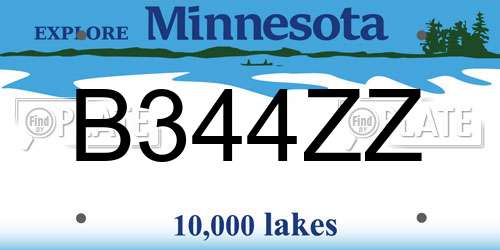 B344ZZ Minnesota License Plate