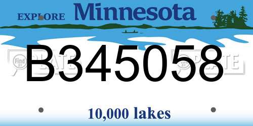 B345058 Minnesota License Plate