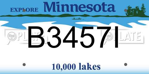 B3457I Minnesota License Plate