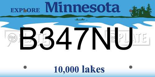 B347NU Minnesota License Plate