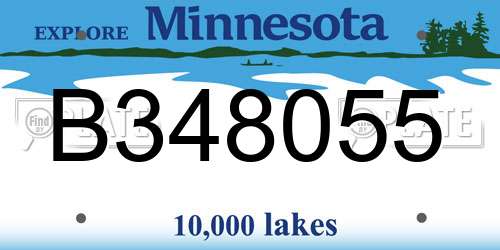 B348055 Minnesota License Plate
