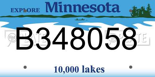 B348058 Minnesota License Plate
