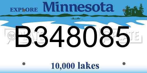 B348085 Minnesota License Plate