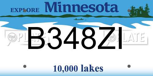B348ZI Minnesota License Plate