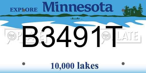 B3491T Minnesota License Plate