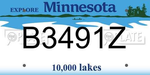 B3491Z Minnesota License Plate