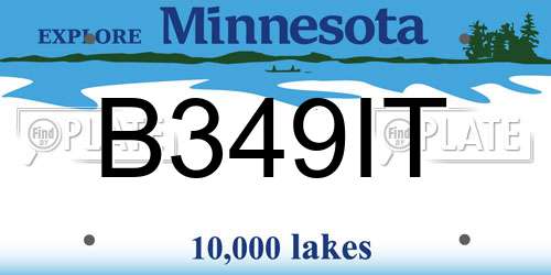 B349IT Minnesota License Plate