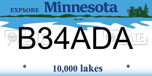 B34ADA Minnesota License Plate