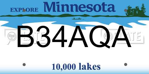 B34AQA Minnesota License Plate