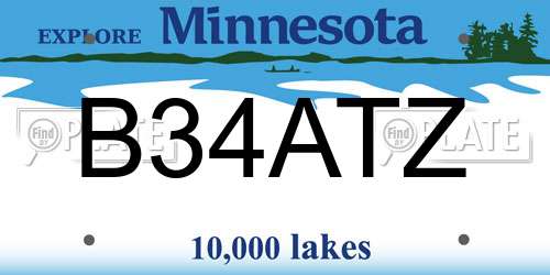 B34ATZ Minnesota License Plate