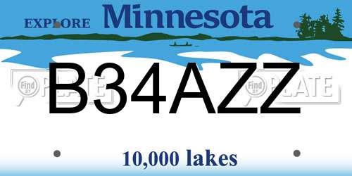 B34AZZ Minnesota License Plate