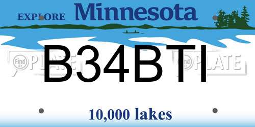 B34BTI Minnesota License Plate