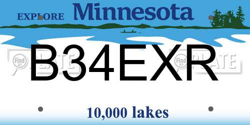 B34EXR Minnesota License Plate