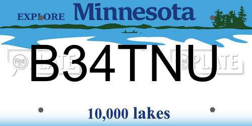 B34TNU Minnesota License Plate