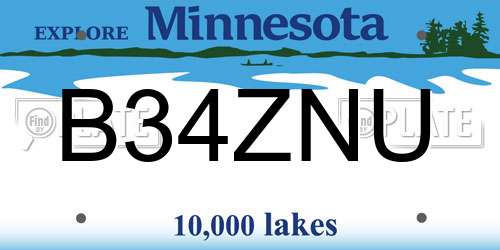 B34ZNU Minnesota License Plate