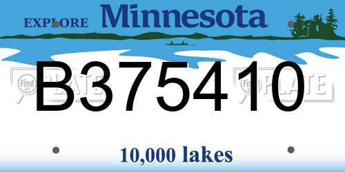 B375410 Minnesota License Plate