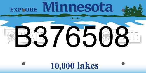B376508 Minnesota License Plate