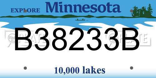 B38233B Minnesota License Plate