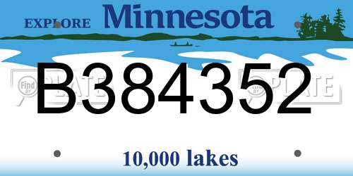 B384352 Minnesota License Plate