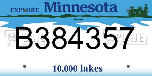 B384357 Minnesota License Plate