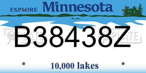 B38438Z Minnesota License Plate
