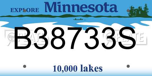 B38733S Minnesota License Plate