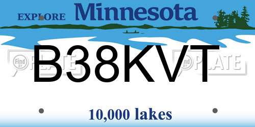 B38KVT Minnesota License Plate