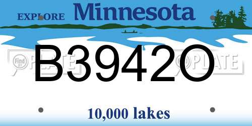 B3942O Minnesota License Plate