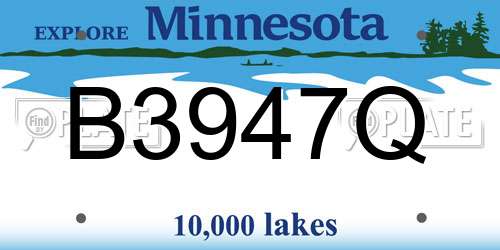 B3947Q Minnesota License Plate