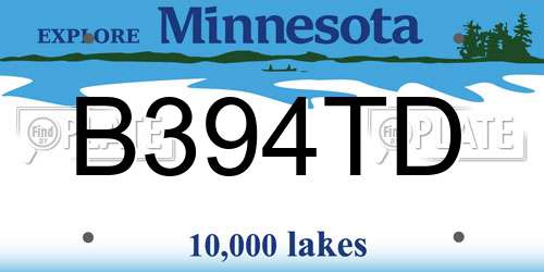 B394TD Minnesota License Plate