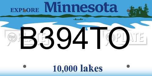 B394TO Minnesota License Plate