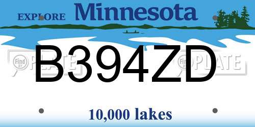 B394ZD Minnesota License Plate