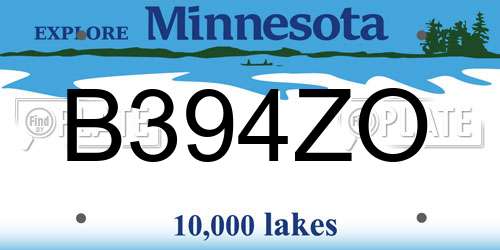 B394ZO Minnesota License Plate