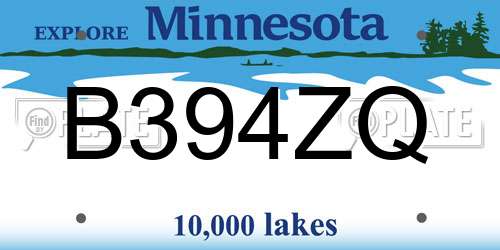 B394ZQ Minnesota License Plate