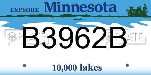 B3962B Minnesota License Plate