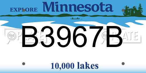 B3967B Minnesota License Plate