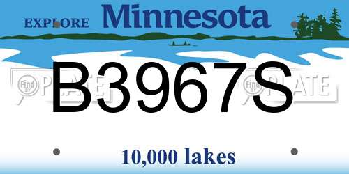 B3967S Minnesota License Plate