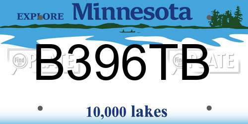 B396TB Minnesota License Plate