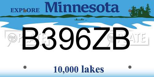 B396ZB Minnesota License Plate